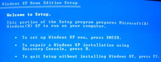 Windows XP Setup Screen