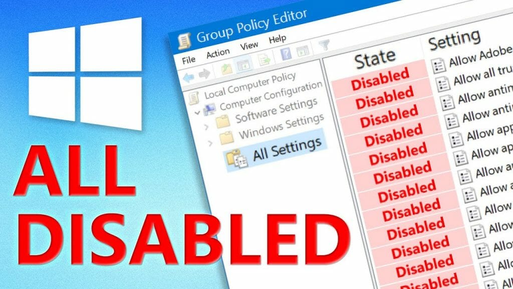 disable ease of access windows 10 group policy