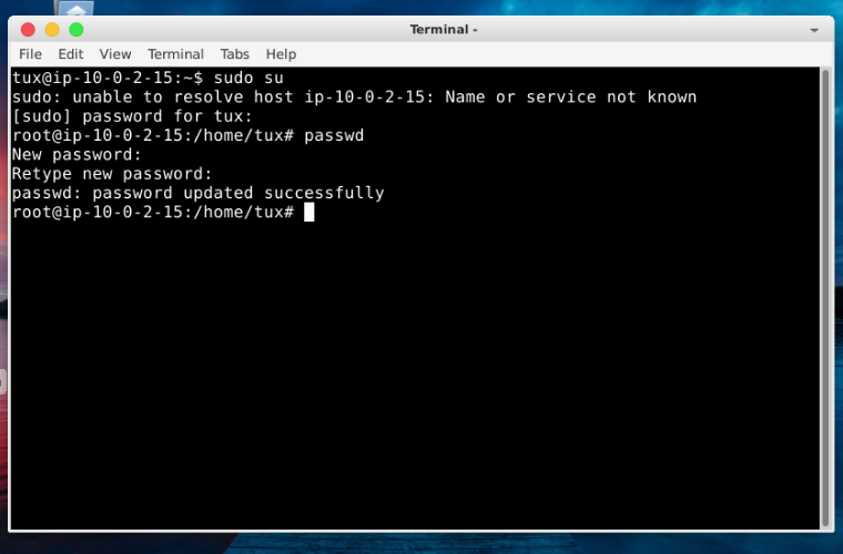 AutoTux change root password