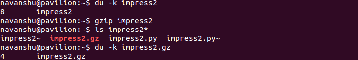 Archive and Compress Files in Linux gzip